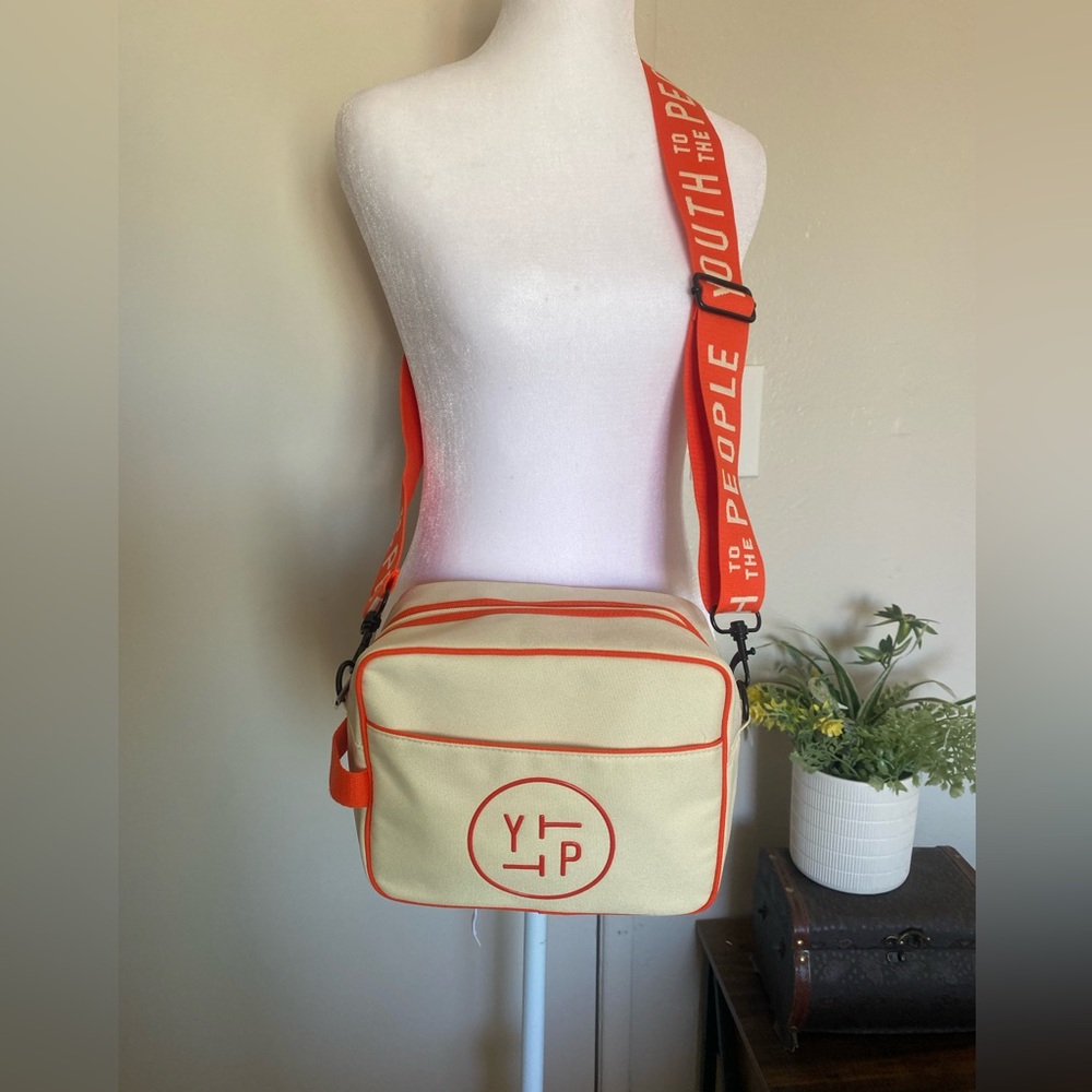 Youth‎ to the People Cream and Orange Messenger Bag